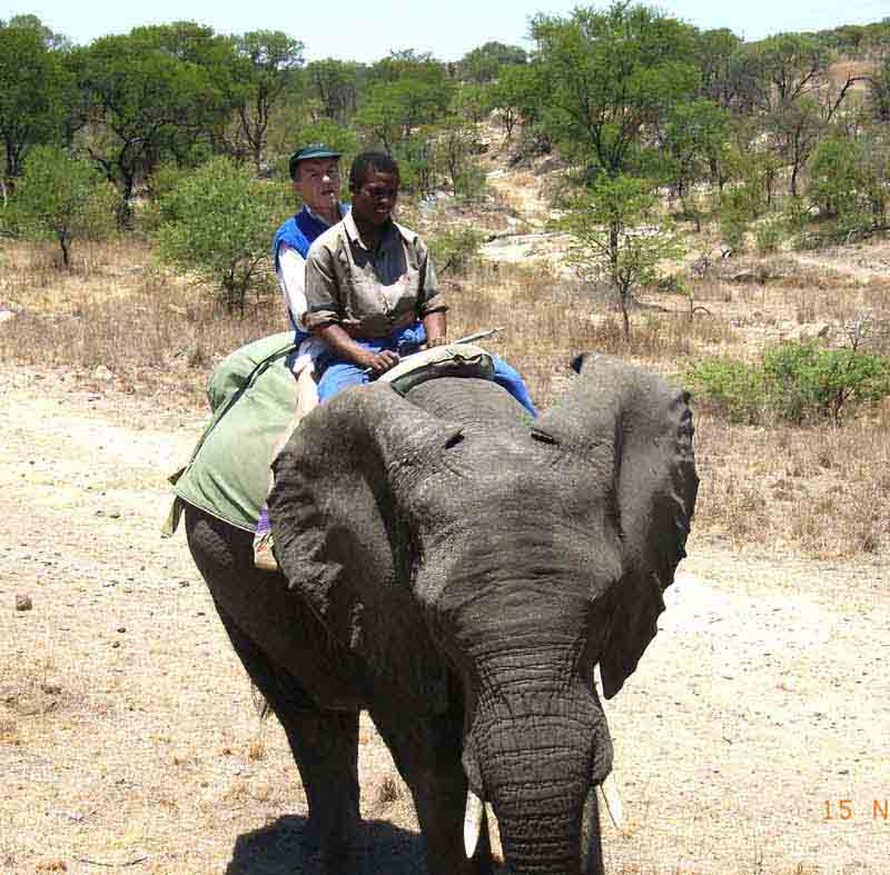 Richard riding on an elephant