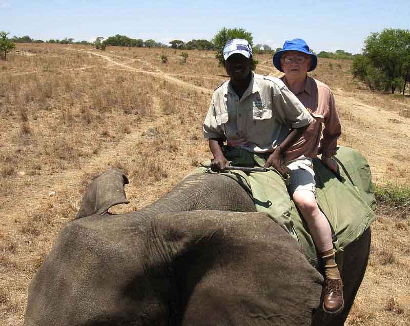 Riding on an elephant